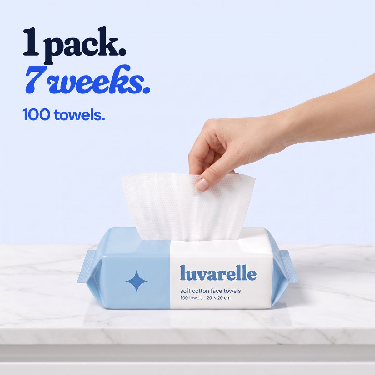 1 pack. 7 weeks. 100 towels.