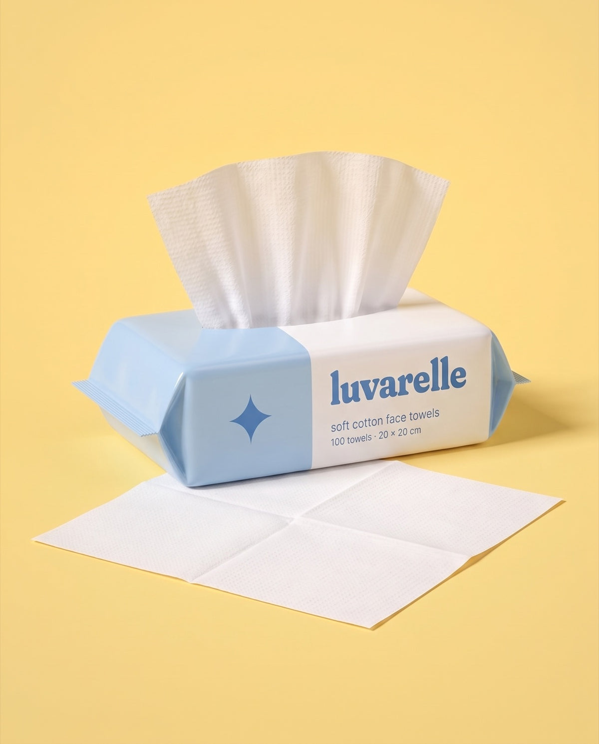 luvarelle pack of 100 cotton face towels with one towel laid flat